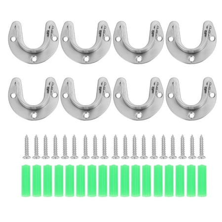 

1 Set 8Pcs Stainless Steel Closet Pole Sockets Closet Rod End Supports (Silver)