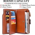 thumbnail image 3 of Leather Women's Wallets,Multi-Function Slim Bifold Zipper Clutch Purse,Large Capacity Card Holder with RFID/Brown, 3 of 8