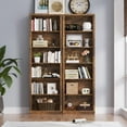 thumbnail image 6 of PUFFCAFE 75" Tall Bookcase,24" Wide Wood Book Shelf,6 Tier Display Storage Shelves,Brown Book Case for Home Office Living Room Bedroom Study, 6 of 6
