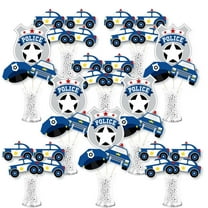 Big Dot of Happiness Calling All Units - Police - Cop Birthday Party or Baby Shower Centerpiece Sticks - Showstopper Table Toppers - 35 Pieces