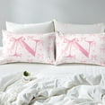 thumbnail image 4 of Pink Bow Duvet Cover,Initial Letter N Chic Romantic Quilt Cover(No Filler),Princess Style Bowknot Love Hearts Girly Fairy Bedding Set with 2 Pillowcases,Kawaii Pink Teens,Queen Size, 4 of 6