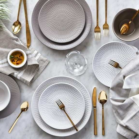Safdie & Co. Dinnerset 12PC Embossed Medallion