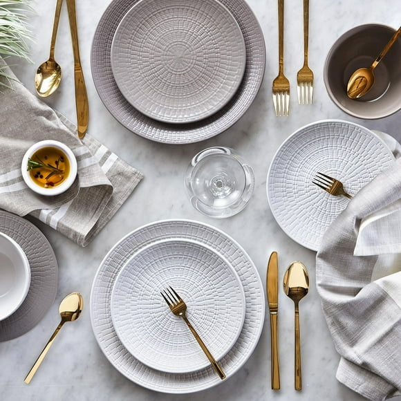 Safdie & Co. Dinnerset 12PC Embossed Medallion