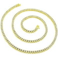 thumbnail image 2 of 925 Italian Sterling Silver 2.5mm Tennis Necklace, Iced Out Round Cut CZ Cubic Zirconia Yellow Gold Plated Link Chain, Giorgio Bergamo 20, 2 of 6