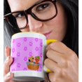 thumbnail image 2 of 3drose, Puppies and Pawprints with Pink Background Pattern, 15oz Two-tone Yellow Mug, 2 of 6