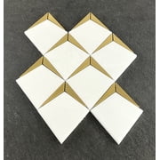 Thassos White Kite Shape With Gold Metal Mosaic Tile - Case (10 Sheets)