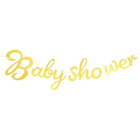 SEWACC Golden Paper Banners 6x5 5x0 1in Rectangular Hanging Ornaments for Baby Shower Party 1Pcs