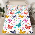 thumbnail image 2 of Homewish Kawaii Dreamy Butterfly Bed Sheets for Kids, Cute Cherry Blossoms King Sheets, Cartoon Love Heart Sheet Set, Ultra Soft Bedroom Decor, 4-Piece, 2 of 7