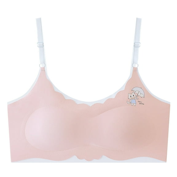 Ketyyh-chn99 Girls Wireless Bras Comfortable Cotton Little Girls Seamless Training Bra for 10-12 Years,Pink