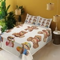 thumbnail image 4 of Ambesonne Cartoon Fitted & Top Sheet Set with Shams, Teddy Bear Design, Chocolate Cream, 4 of 8