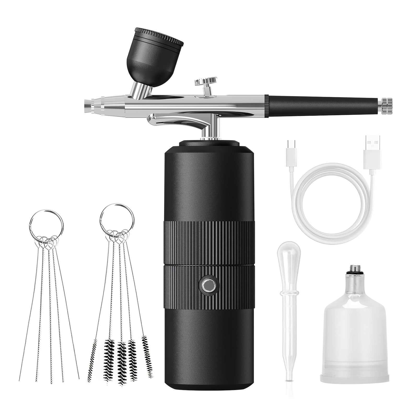 Airbrush Kit with Compressor Rechargeable Cordless Air Brush Set Handheld Airbrush Gun Machine Portable Airbrush for Nails Art Cake Decoration-Green