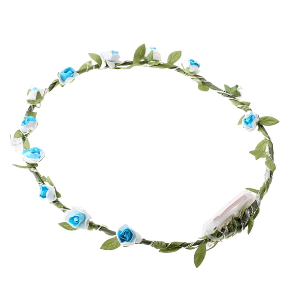 Durable Illuminated Hair Wreath - Light-Up Blue Flower Crown LED Rose Flower Lights