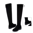 thumbnail image 3 of Botas hasta la rodilla para mujer, elegantes, elásticas, de ante, tacón grueso, botas por encima de la rodilla para mujer, negro 41, 3 of 14
