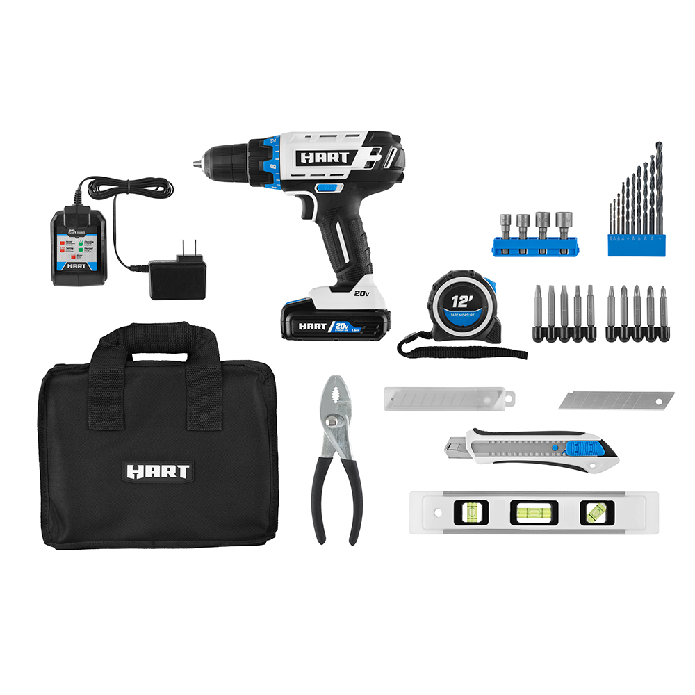 HART 20-Volt 36-Piece Project Kit, Cordless 3/8-inch Drill, Storage Bag, (1) 1.5Ah Lithium-Ion Battery - image 4 of 14
