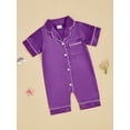 thumbnail image 6 of BemeyourBBs Newborn Baby Girl Boy Silk Satin Pajamas Rompers Kids Short Sleeve Button Down Pjs Infant One Piece Jumpsuit Loungewear Sleepwear, 6 of 10