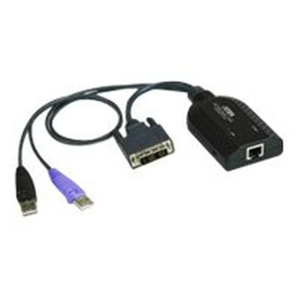 ATEN KA7166 - Clavier / Vidéo / Souris (KVM) Câble - RJ-45 (F) à USB, DVI-D (M) - 3,6 Po