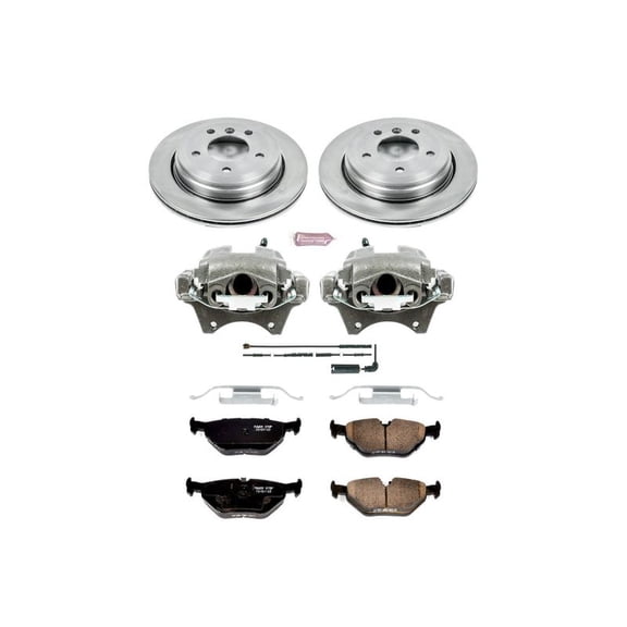 PowerStop Rear Stock Replacement Brake Pad and Rotor Kit with Calipers Fits: BMW Select Models KCOE2970