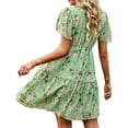 thumbnail image 6 of One opening Summer Dresses for Women V Neck Short A-line Sundress Bohemian Floral Print Dresses Vacation Beach Dresses, 6 of 9