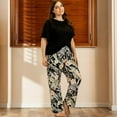 thumbnail image 4 of 2Pcs Plus Size Pajamas Sets For Women Short Sleeve Sleepwear Tops with Pants Nightwear Set Casual Loose Home Wear Suit, 4 of 6