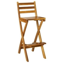 Christopher Home Atlantic Outdoor Foldable Wood Barstool, 31", Natural Wood