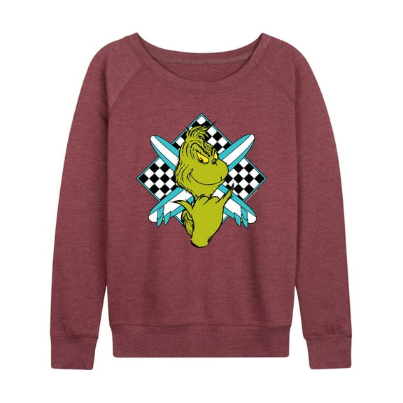 The Grinch - Crossed Surfboards - Women's Lightweight French Terry Long Sleeve Shirt