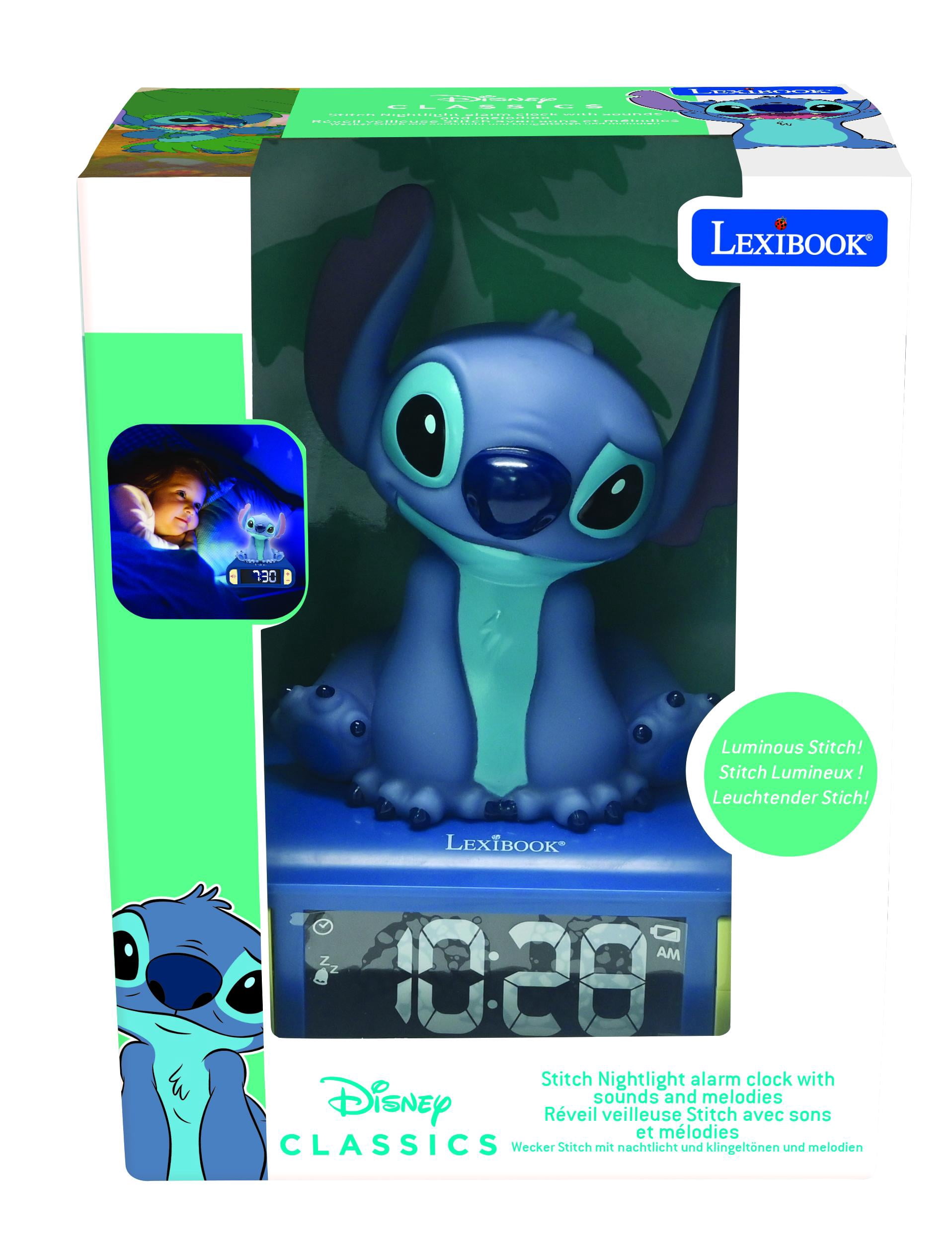 Lexibook, Disney Stitch, Stitch Nightlight Alarm Clock, Sounds and Melodies, LCD Backlit Screen, Luminous, Snooze, Blue