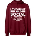 thumbnail image 2 of OXI Hoodie Sweatshirt - Social Anxiety, Basic Casual Hoodie for Men's and Women Fleece Hoodie Long Sleeve - Cardinal Red X-Large, 2 of 3