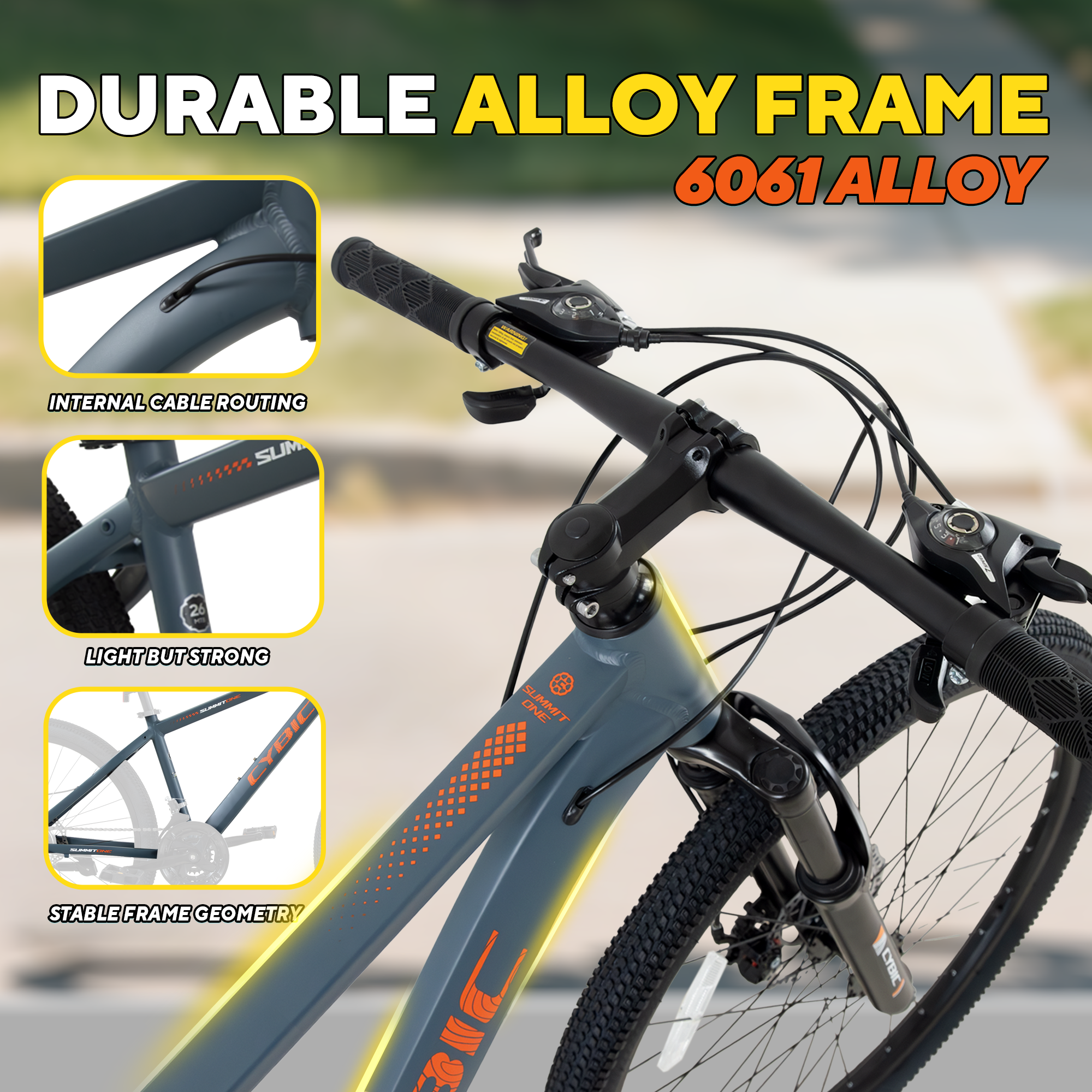 Cybic Mountain Bike 26 inch, 21-Speed Adult MTB with Aluminum Frame, Front Suspension and Disc Brakes bicycle, for Men & Women