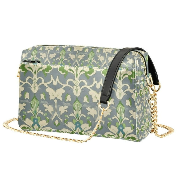 FORMRS Women Crossbody Purse with Chain Strap Vegan Leather Shoulder Handbag, Beige Floral