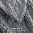 thumbnail image 3 of Shaggy Faux Fur Blanket, Ultra Soft Plush Fuzzy Throw Blanket With Reversible Warm Sherpa - Sofa Couch Bed Decoration For All Season Use (Gray, Queen 90X90), 3 of 4