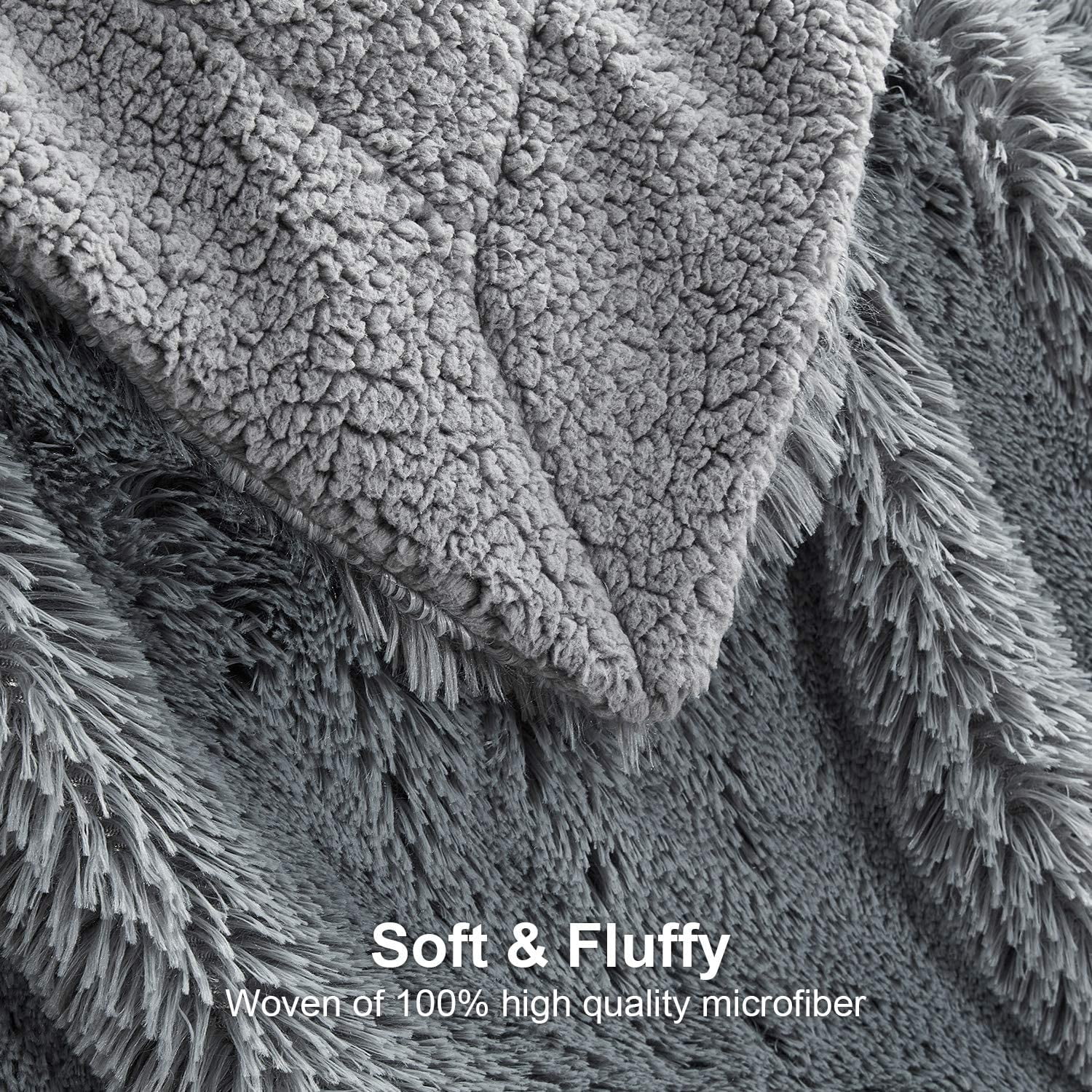 Greswe Shaggy Faux Fur Blanket Ultra Soft Plush Fuzzy Throw Blanket With Reversible Warm Sherpa Sofa Couch Bed Decoration For All Season Use Gray