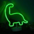 thumbnail image 3 of Luz nocturna LED de neón con luz de dinosaurio verde USB y luz de neón con batería con luz de neón alimentada por base (Dinosaurio), 3 of 5