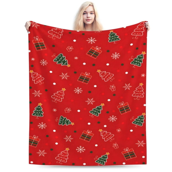 Christmas Tree Pattern Blanket Snowflake Holiday Throw Blanket Cozy Soft Home Decor Gift for Family Lovers 50x40