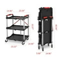thumbnail image 4 of 3-Tier Folding Collapsible Service Cart with Wheels,240lb Utility Foldable Service Cart,Portable Garage Tool Cart for Warehouse Office Home, 4 of 8