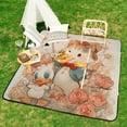 thumbnail image 6 of Cute Cat Duck Floral Parade Waterproof Picnic Blanket with Foldable Zipper, Suitable for Outdoor Use, Suitable for Travel, Camping, Beaches, Parks, Grasslands, Picnic Blanket Accessories, 6 of 7