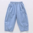 thumbnail image 2 of Huanglei Boys Soft Denim Jeans Casual Loose Fit Long Pants For Toddler Kids Summer Daily Wear ，Wide Leg Denim Pants /Size 4-5 Years(Light Blue), 2 of 4