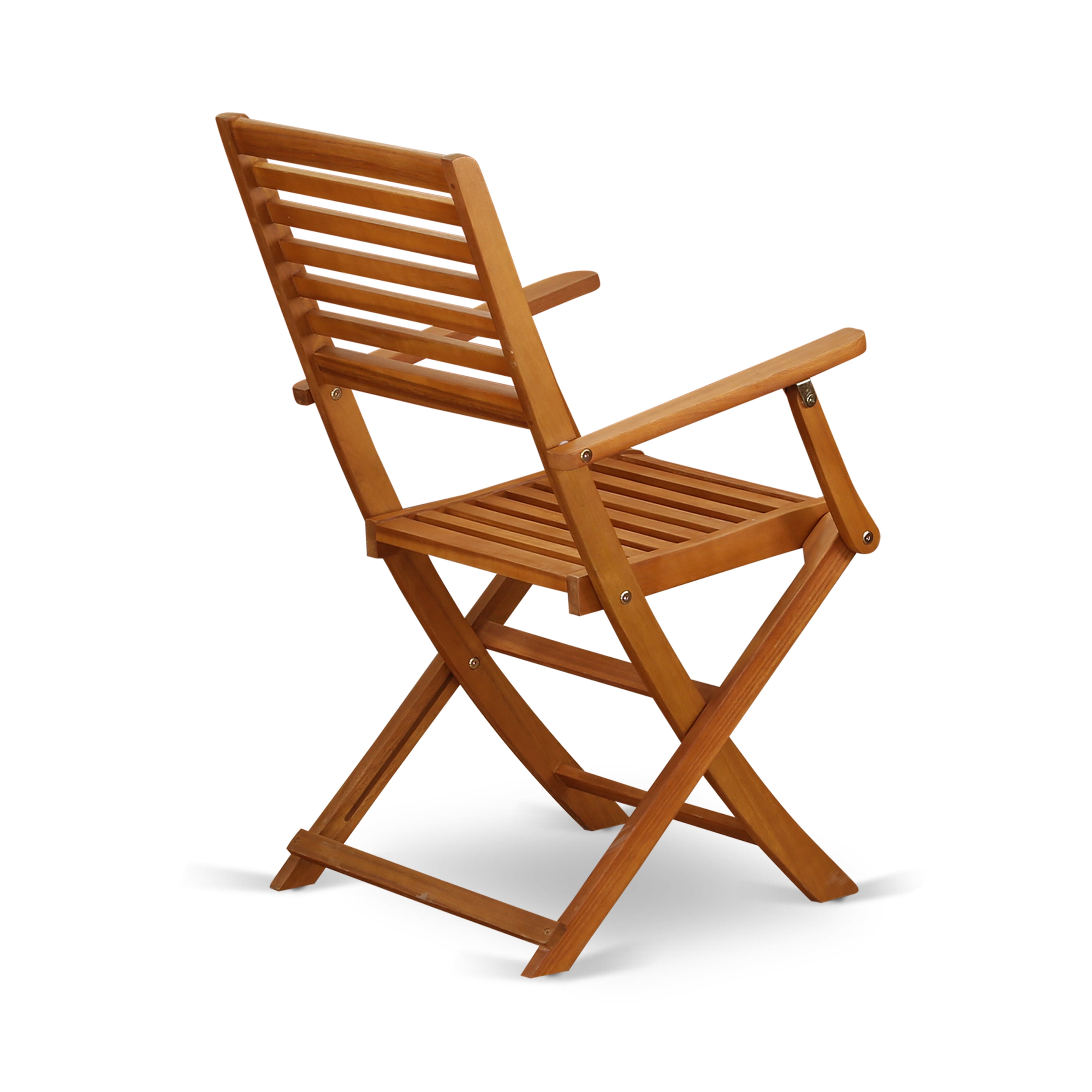 BBSCANA Solid Acacia Wood Outside patio Folding Chair With Arm Rest -Set of two