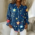 thumbnail image 2 of Domzest Womens Usa 250th Anniversary Shirt Patriotic V Neck Long Sleeve Butoon Down Tshirts 4th Of July American Flag Elements Shirt Yellow M, 2 of 5