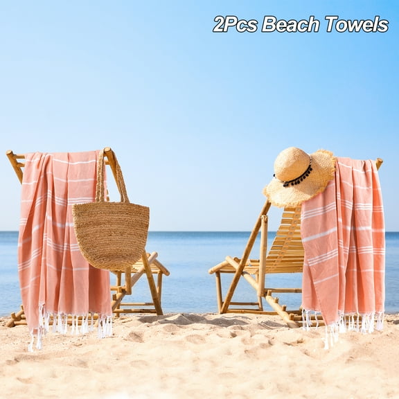 2-Pack 80*60 Inch Beach Towels - Light Orange