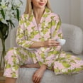 thumbnail image 6 of Honeii Pears And Flower Print Women's Pajama Sets Long Sleeve Button Down Sleepwear Nightwear Soft Pjs Lounge Sets 2PCS-X-Large, 6 of 7