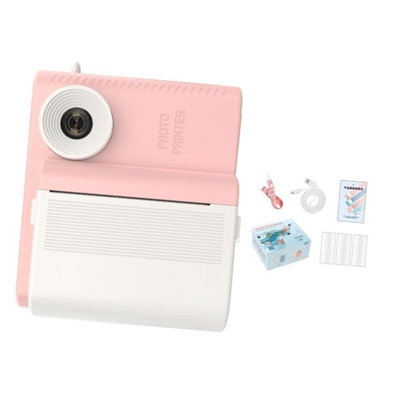 Pitycbo Instant Print Camera for Kids Digital Camera with Lanyard Gift Travel Camera Toy Pink