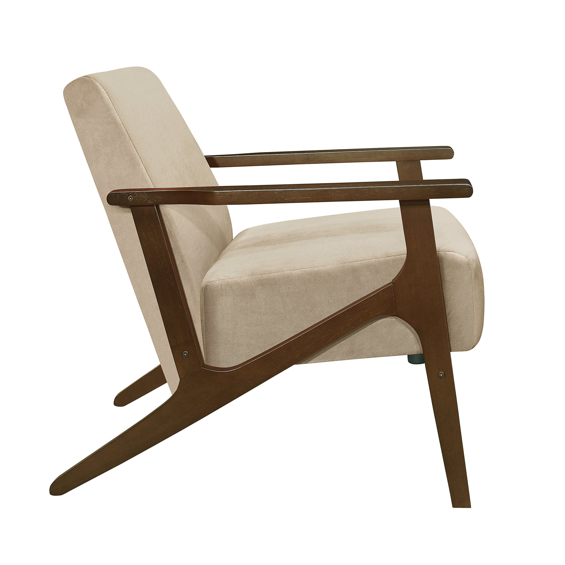 OakvillePark Doran Velvet Fabric Upholstered Accent Chair, Light Brown