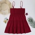 thumbnail image 6 of Womens Sleeveless Smocked Mini Dress Flowy Cute Summer Dresses Boho Spaghetti Strap Tiered A Line Casual Sundress, 6 of 7