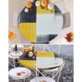 thumbnail image 3 of Round Tablecloth Yellow Black Graffiti Block Elastic Edge Fitted Modern Abstract Texture Art Plastic Table Cover,Waterproof Oil Proof for Dinner,Outdoor, Picnic, 55"- 60" DIA Tables, 3 of 8