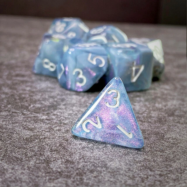 Sage'S Shards -Grey/Transparent Glitter Polyhedral Dice Set Dnd Dungeons Dragons