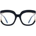 thumbnail image 4 of - Oversized Clear Glasses Blue Light Blocking Non-prescription Fake Round Eyeglasses, 4 of 4