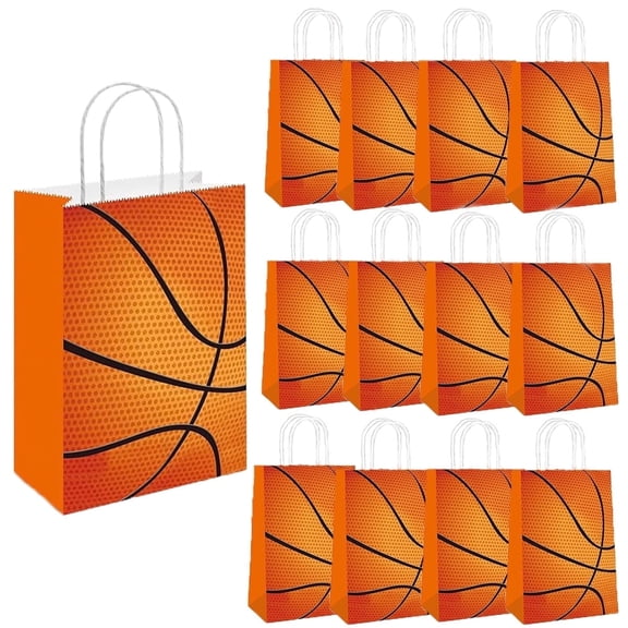 24Pcs Basketball Party Favor Bags Basketball Treat Bags Goodie Gift Themed for Kids Boys Girls Birthday Party Supplies