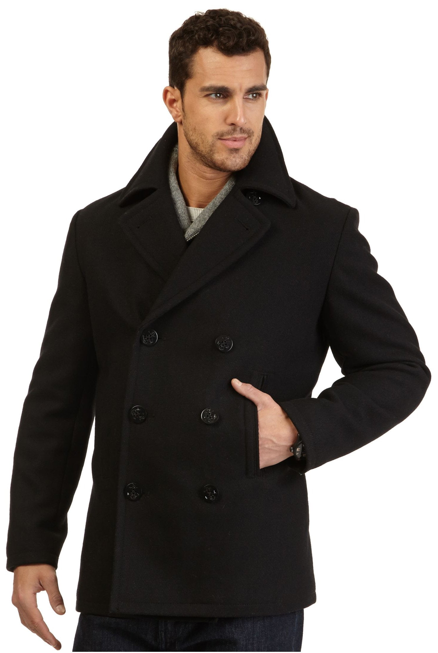 NAUTICA + A.H／P-COAT Nautica Mens Military-Inspired Pea Coat, Grey, XX-Large - Walmart.com