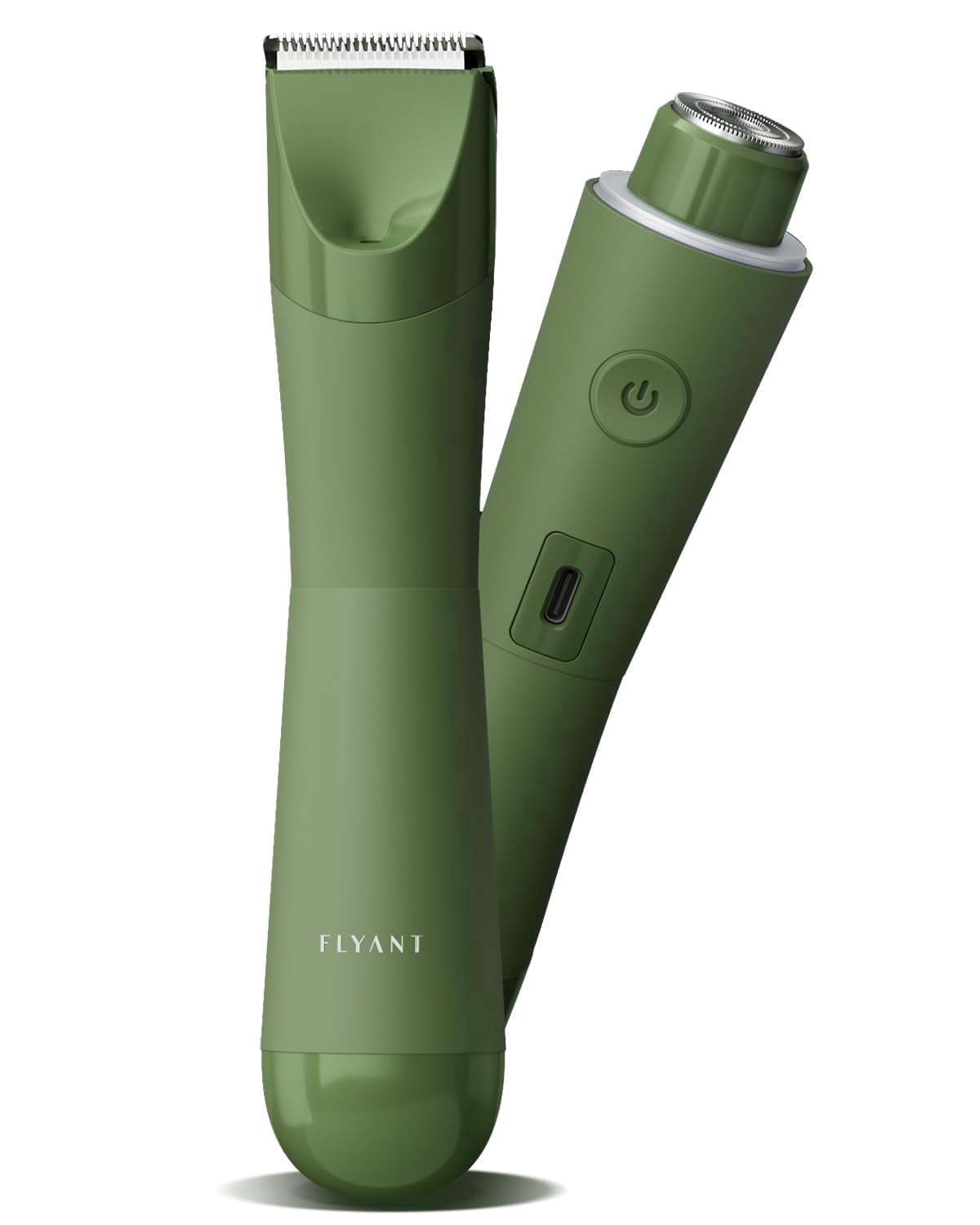 Bikini Trimmer for Women, 2 in 1 Electric Shaver for Women, Pubic Hair Trimmer Waterproof IPX7 with LED, Bikini Razor for Leg Arm Underarm Bikini Area, Christmas Gifts for Her - Dark Green