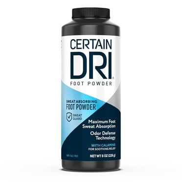 Certain Dri Foot Powder for Men & Women, Sweat Absorption & Odor Control, 8oz
